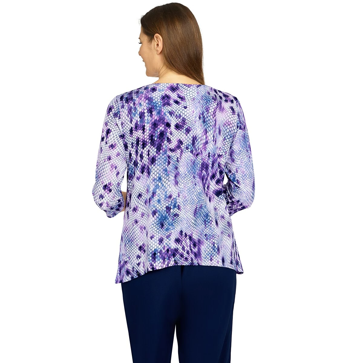 Cheapest 🎁 Alfred-Dunner Tops 👩 Women Alfred Dunner Picture Perfect 3/4 Sleeve Knit Reptile Top 💯 2 Cheapest 🎁 Alfred-Dunner Tops 👩 Women Alfred Dunner Picture Perfect 3/4 Sleeve Knit Reptile Top 💯 - Image 2