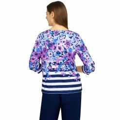 Discount 👍 Alfred-Dunner Tops 👩 Women Alfred Dunner Picture Perfect Knit Floral Stripe Knit Top 😀 -Alfred Dunner Store Online Shop unnamed file 1016