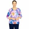 Flash Sale 🥰 Alfred-Dunner Tops 👩 Women Alfred Dunner Picture Perfect Knit Dramatic Floral Top 😉