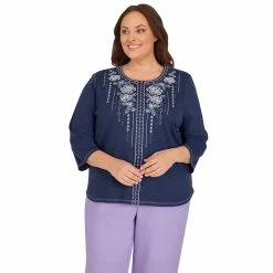 New 👏 Alfred-Dunner Tops Plus Size Alfred Dunner Picture Perfect Floral Embroidered Top 👍