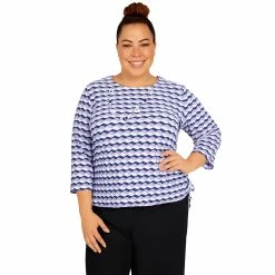 New 😍 Alfred-Dunner Tops Plus Size Alfred Dunner Picture Perfect Geo Texture Stripe Top 🤩