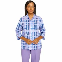 Cheap 😀 Alfred-Dunner Tops Petite Alfred Dunner Picture Perfect Woven Plaid Top 🎁