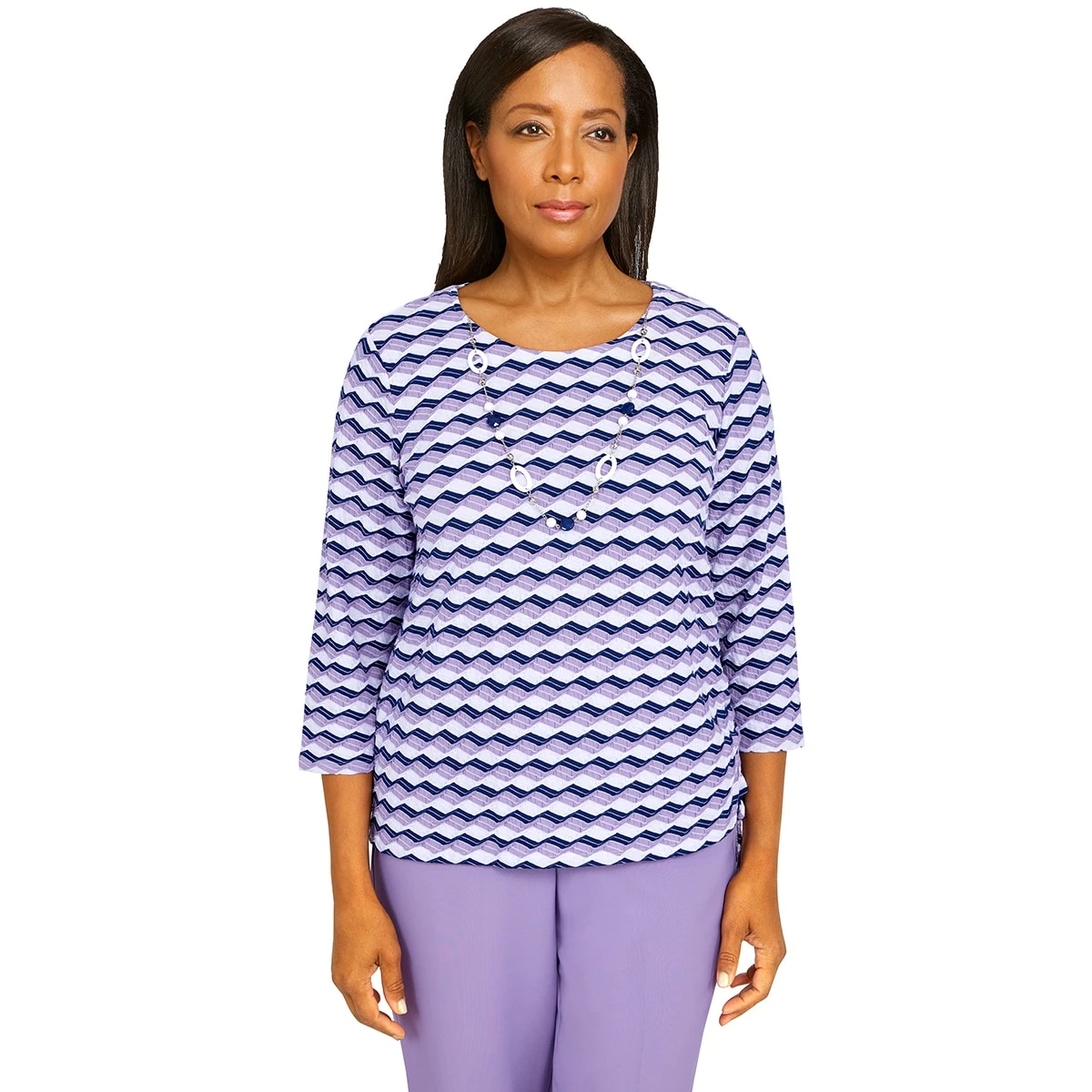 Wholesale 🎉 Alfred-Dunner Tops Petite Alfred Dunner Picture Perfect Geometric/Stripe Knit Top 😍 1 Wholesale 🎉 Alfred-Dunner Tops Petite Alfred Dunner Picture Perfect Geometric/Stripe Knit Top 😍