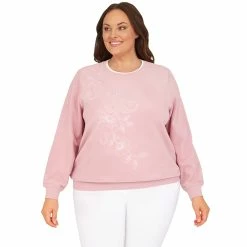 Deals 😍 Alfred-Dunner Hoodies & Sweatshirts Plus Size Alfred Dunner Classics Embroidered Floral Sweatshirt 🎉