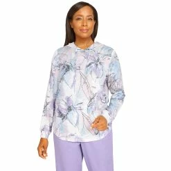 Deals 👍 Alfred-Dunner Hoodies & Sweatshirts 👩 Womens Alfred Dunner Victoria Falls Etched Floral Knit Hoodie 🥰
