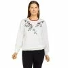 New 👍 Alfred-Dunner Hoodies & Sweatshirts 👩 Womens Alfred Dunner Classics Happy Owl Holiday Sweatshirt 🤩