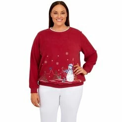 New โ๏ธ Alfred-Dunner Hoodies & Sweatshirts Plus Size Alfred Dunner Classics Snowman Anti-Pill Sweatshirt โญ