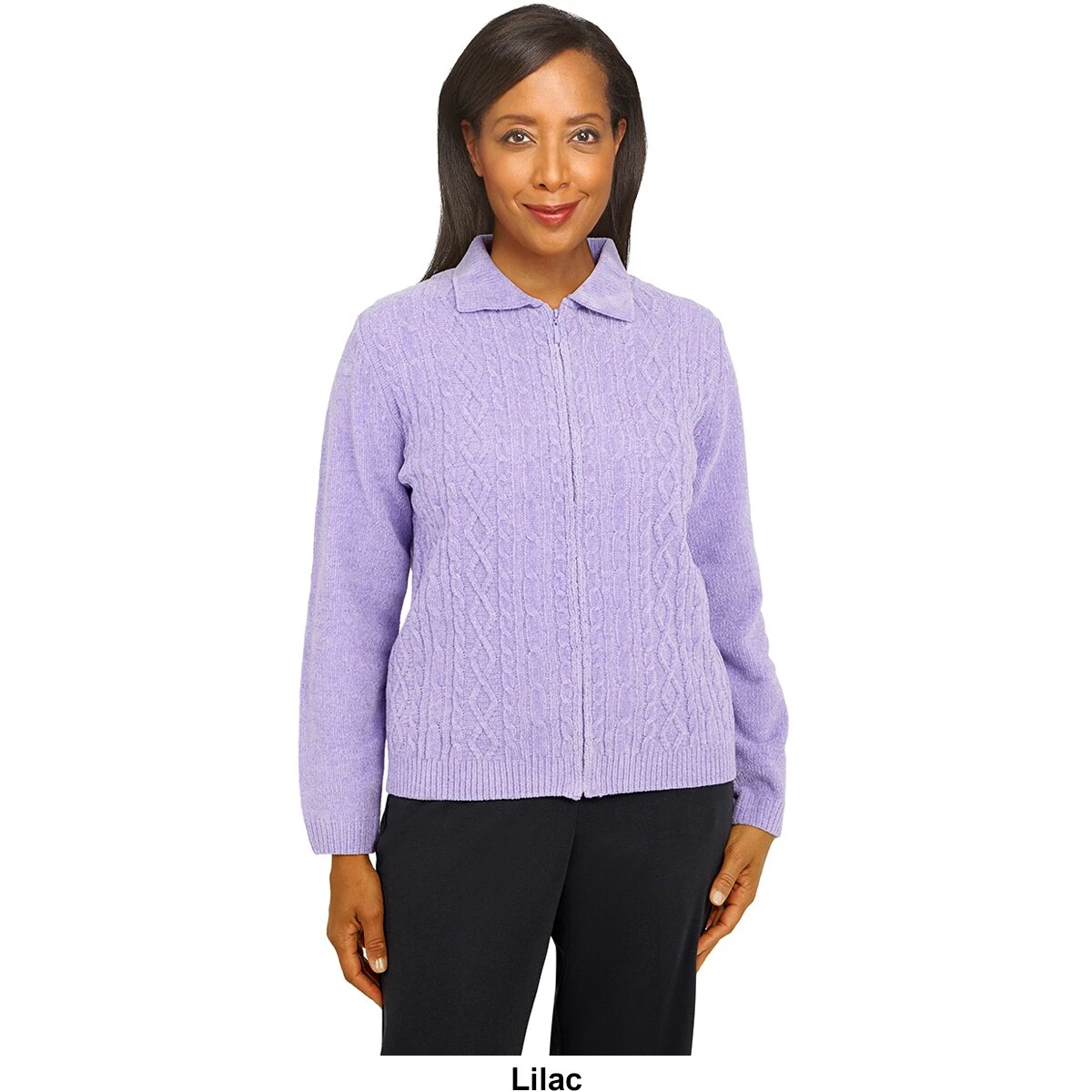 Cheapest ⌛ Alfred-Dunner Sweaters & Cardigans Petite Alfred Dunner Classics Zip Front Chenille Cardigan 😀 2 Cheapest ⌛ Alfred-Dunner Sweaters & Cardigans Petite Alfred Dunner Classics Zip Front Chenille Cardigan 😀 - Image 2