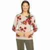 New 🧨 Alfred-Dunner Sweaters & Cardigans Petite Alfred Dunner Copper Canyon Tossed Floral Print Sweater ⌛