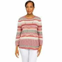 Coupon ๐ Alfred-Dunner Sweaters & Cardigans ๐ฉ Womens Alfred Dunner Copper Canyon Space Dye Biadere Sweater ๐