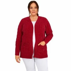 Top 10 😉 Alfred-Dunner Sweaters & Cardigans Plus Size Alfred Dunner Classics Open Front Chenille Cardigan 🎉