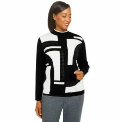 Best reviews of 🌟 Alfred-Dunner Sweaters & Cardigans 👩 Womens Alfred Dunner Empire State Geometric Color Block Sweater 🧨