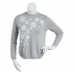 Best Sale 🎉 Alfred-Dunner Sweaters & Cardigans 👩 Womens Alfred Dunner Stonehenge Snowflakes Sweater ⭐