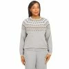 New 🤩 Alfred-Dunner Sweaters & Cardigans 👩 Womens Alfred Dunner Stonehenge Fair Isle Yoke Chenille Sweater 😍