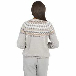 New 🤩 Alfred-Dunner Sweaters & Cardigans 👩 Womens Alfred Dunner Stonehenge Fair Isle Yoke Chenille Sweater 😍 -Alfred Dunner Store Online Shop unnamed file 437