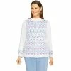 Hot Sale 👏 Alfred-Dunner Sweaters & Cardigans 👩 Womens Alfred Dunner Victoria Falls Fair Isle Chenille Sweater 🔔