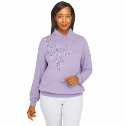 Outlet 🧨 Alfred-Dunner Sweaters & Cardigans Petite Alfred Dunner Victoria Falls Asymmetric Sweater 🛒
