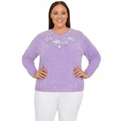 Budget 🧨 Alfred-Dunner Sweaters & Cardigans Plus Size Alfred Dunner Victoria Falls Floral Yoke Sweater 🛒
