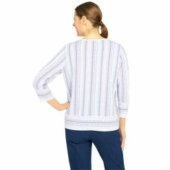 Deals 🥰 Alfred-Dunner Sweaters & Cardigans Petite Alfred Dunner Victoria Falls Stripe & Border Sweater 🛒 -Alfred Dunner Store Online Shop unnamed file 489