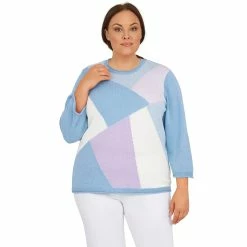 Cheap ๐ Alfred-Dunner Sweaters & Cardigans Plus Size Alfred Dunner Victoria Falls Color Block Sweater ๐คฉ