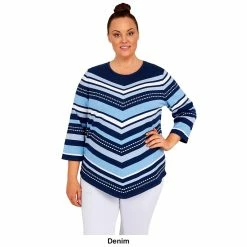 Deals ❤️ Alfred-Dunner Sweaters & Cardigans Plus Size Alfred Dunner Classics 3/4 Sleeve Chevron Sweater 🥰 -Alfred Dunner Store Online Shop unnamed file 503