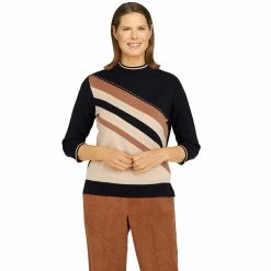 Best Sale ⌛ Alfred-Dunner Sweaters & Cardigans Plus Size Alfred Dunner Madagascar Diagonal Color Block Sweater 💯