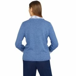 Budget 👍 Alfred-Dunner Sweaters & Cardigans 👩 Womens Alfred Dunner Shenandoah Valley Stripe Woven Trim Sweater 👍 -Alfred Dunner Store Online Shop unnamed file 513