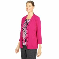 Cheap ๐ Alfred-Dunner Sweaters & Cardigans ๐ฉ Womens Alfred Dunner Theater District Plaid Inner 2 Fer Sweater ๐