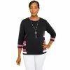 Buy 💯 Alfred-Dunner Sweaters & Cardigans Plus Size Alfred Dunner Theater District Stripe Necklace Sweater 🧨