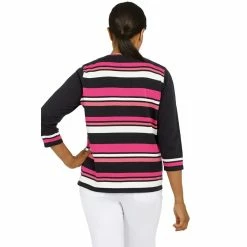 Buy 💯 Alfred-Dunner Sweaters & Cardigans Plus Size Alfred Dunner Theater District Stripe Necklace Sweater 🧨 -Alfred Dunner Store Online Shop unnamed file 529