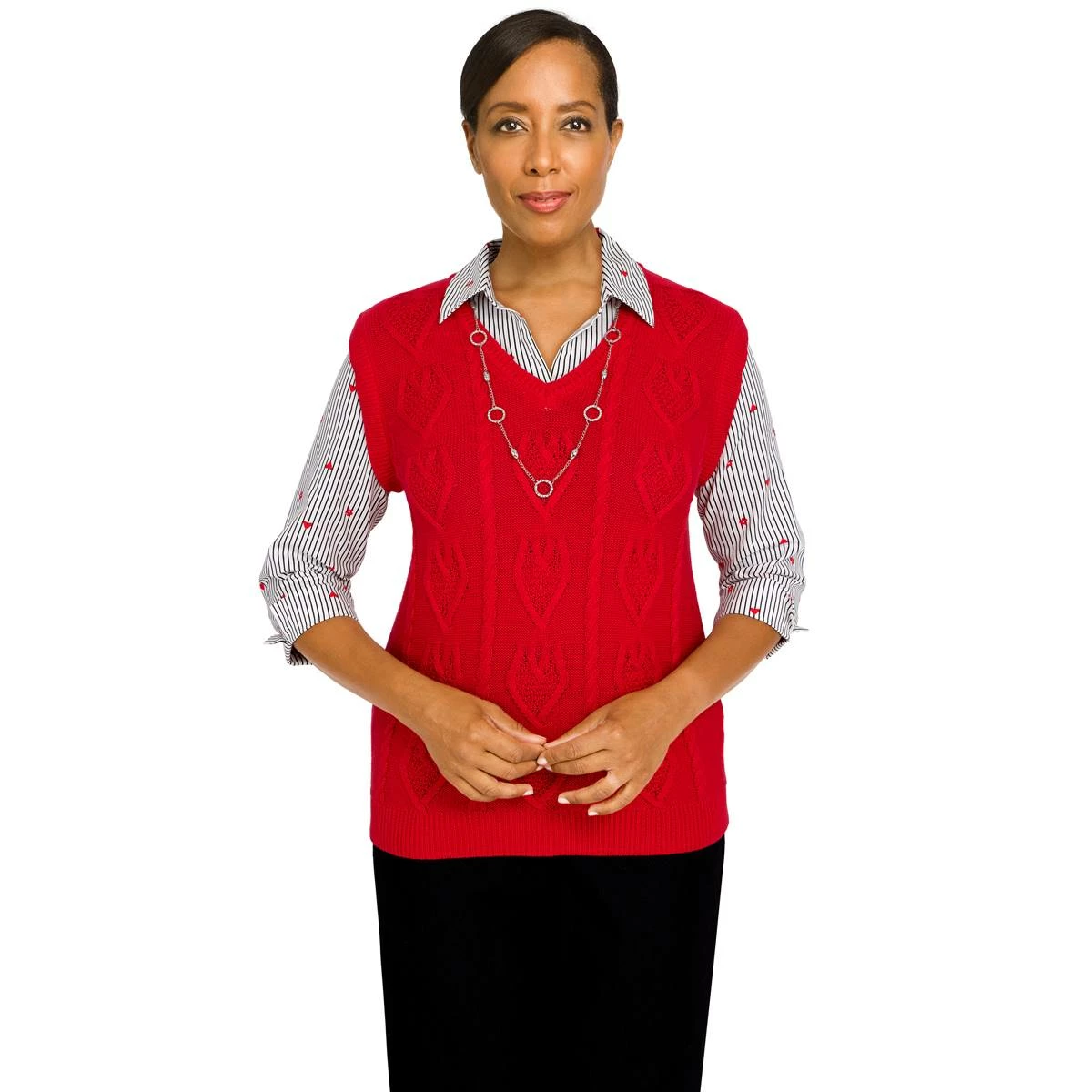 Flash Sale 🛒 Alfred-Dunner Sweaters & Cardigans 👩 Womens Alfred Dunner Checking In Heart Woven Cable Sweater Vest 👏 1 Flash Sale 🛒 Alfred-Dunner Sweaters & Cardigans 👩 Womens Alfred Dunner Checking In Heart Woven Cable Sweater Vest 👏