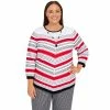 Wholesale 🤩 Alfred-Dunner Sweaters & Cardigans Plus Size Alfred Dunner Checking In Chevron Sweater W/Necklace 🥰