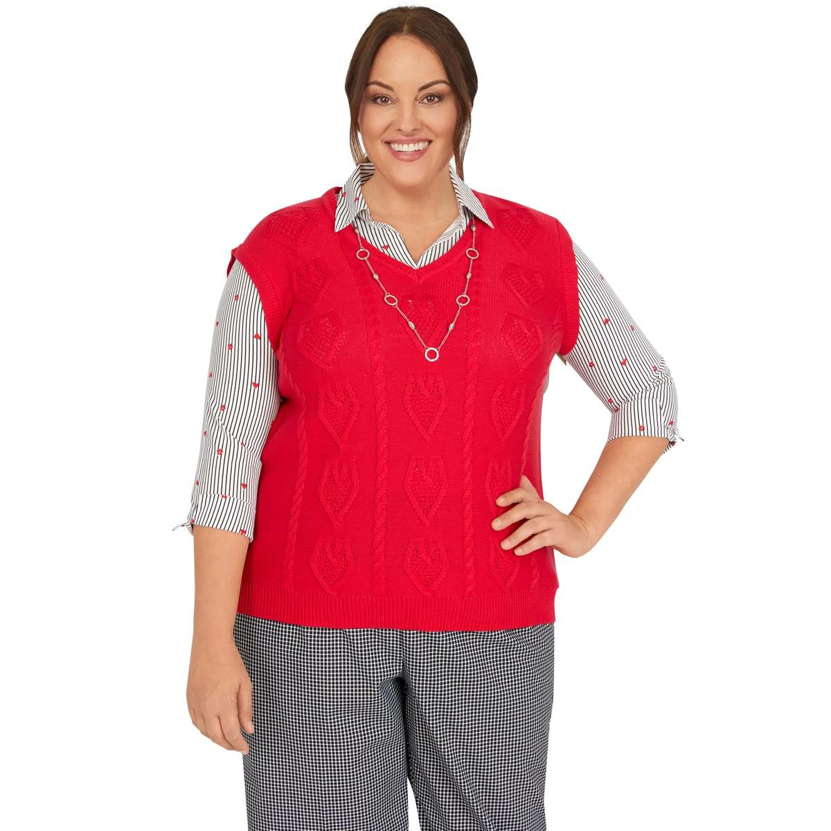 Promo โญ Alfred-Dunner Sweaters & Cardigans Plus Size Alfred Dunner Checking In Heart Cable Sweater Vest ๐ 1 Promo โญ Alfred-Dunner Sweaters & Cardigans Plus Size Alfred Dunner Checking In Heart Cable Sweater Vest ๐