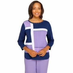 Best reviews of โค๏ธ Alfred-Dunner Sweaters & Cardigans ๐ฉ Women Alfred Dunner Picture Perfect Color Block Sweater ๐