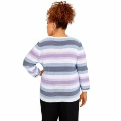 Best Sale 😍 Alfred-Dunner Sweaters & Cardigans Plus Size Alfred Dunner Picture Perfect Texture Stripe Sweater 🧨 -Alfred Dunner Store Online Shop unnamed file 557