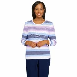 Flash Sale 🧨 Alfred-Dunner Sweaters & Cardigans Petite Alfred Dunner Picture Perfect Texture Stripe Sweater 💯