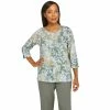 Discount 🔔 Alfred-Dunner Tops 👩 Womens Alfred Dunner Palm Desert Woodblock Floral Knit Top ⌛