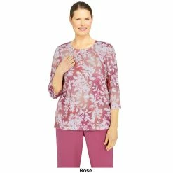 Discount 🔔 Alfred-Dunner Tops 👩 Womens Alfred Dunner Palm Desert Woodblock Floral Knit Top ⌛ -Alfred Dunner Store Online Shop unnamed file 576