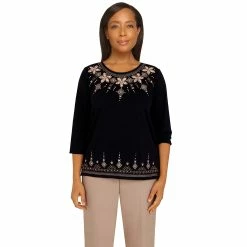 Buy ✨ Alfred-Dunner Tops 👩 Womens Alfred Dunner Second Nature Animal Floral Applique Top 😀