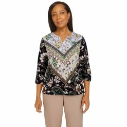 Cheap 🧨 Alfred-Dunner Tops 👩 Womens Alfred Dunner Second Nature Paisley Floral Chevron Top 🌟