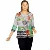 Best Sale ⭐ Alfred-Dunner Tops 👩 Womens Alfred Dunner Second Nature Cheetah Stripe Tropical Top 👍