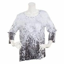 Best reviews of ✨ Alfred-Dunner Tops 👩 Womens Alfred Dunner Classics Ombre Skin Leopard Top ❤️