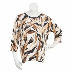 Top 10 👍 Alfred-Dunner Tops 👩 Womens Alfred Dunner Classics Skin Brushstroke Top ⌛