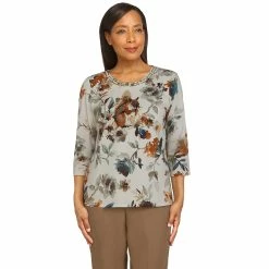Top 10 👏 Alfred-Dunner Tops Petite Alfred Dunner Classics Squirrel Floral Top 🛒