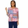 Promo 🎁 Alfred-Dunner Tops 👩 Womens Alfred Dunner Sloane Street Scroll Medallion Patchwork Top 🤩