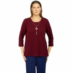 Best deal 🌟 Alfred-Dunner Tops 👩 Womens Alfred Dunner Sloane Street Solid Box Texture Knit Blouse ✨