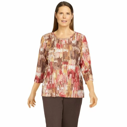 Best Pirce ⌛ Alfred-Dunner Tops 👩 Womens Alfred Dunner Sorrento Shimmer Brushstroke Blouse 🎉 -Alfred Dunner Store Online Shop unnamed file 664