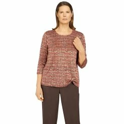 Cheap 😍 Alfred-Dunner Tops 👩 Womens Alfred Dunner Sorrento Geometric Grommet Hem Top 🎉