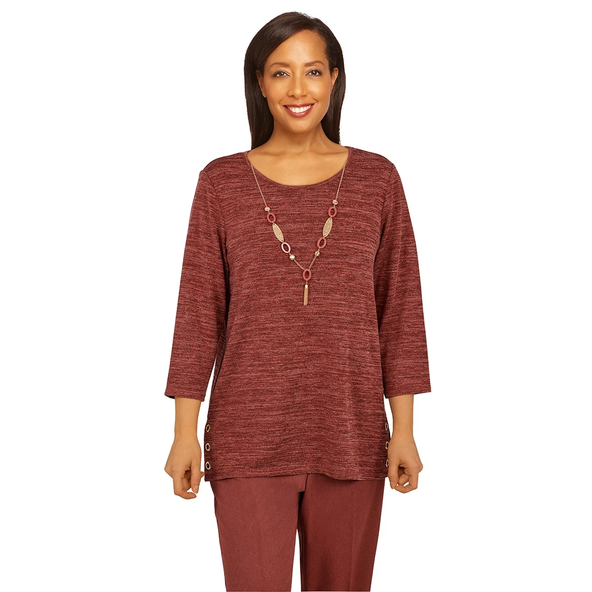 Discount π Alfred-Dunner Tops π© Womens Alfred Dunner Sorrento Melange Grommet Trim Top π 1 Discount π Alfred-Dunner Tops π© Womens Alfred Dunner Sorrento Melange Grommet Trim Top π