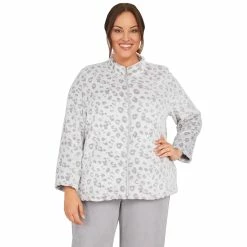 Cheap ✔️ Alfred-Dunner Jackets & Blazers Plus Size Alfred Dunner Stonehenge Leopard Sculpted Plush Jacket 🔥